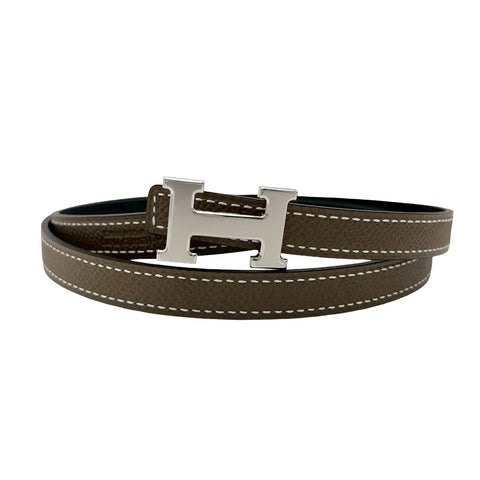 【新品未使用】 Hermes エルメス ベルト バックル《ミニH》 小物 ブラック/エトゥープ スウィフト/エプソン 新品未使用