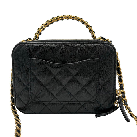 【中古】 CHANEL シャネル LOGO HANDBAG ロゴハンドバッグ ハンドバッグ ICチップ(2021年~) ブラック キャビアスキン 中古 USED バッグ