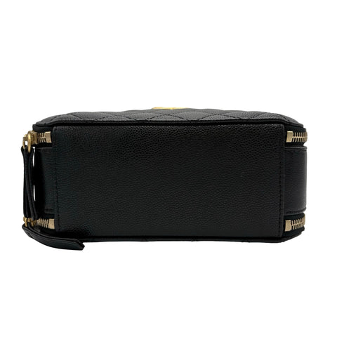 【中古】 CHANEL シャネル LOGO HANDBAG ロゴハンドバッグ ハンドバッグ ICチップ(2021年~) ブラック キャビアスキン 中古 USED バッグ