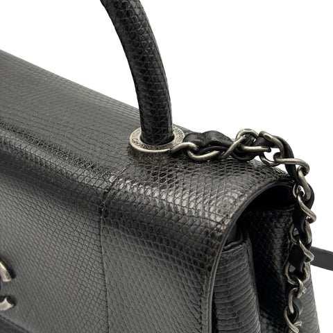 【中古】 CHANEL シャネル COCO HANDLE BAG ココハンドル ショルダーバッグ 21番台(2016年) ブラック リザード USED USED バッグ