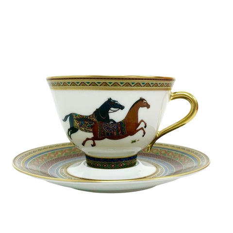 【新品未使用】 Hermes エルメス ティーカップ&ソーサー 〈シュヴァルドリアン〉 小物 食器 カッププレート ポーセリン 新品