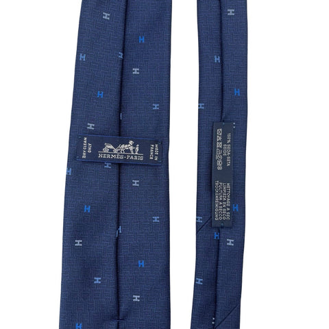 【新品未使用】 Hermes エルメス ネクタイ シルクタイ《スプレッドH》H339418T 02 ネクタイ マリン/ブルー・ロワ/シエル 絹100% 新品 8