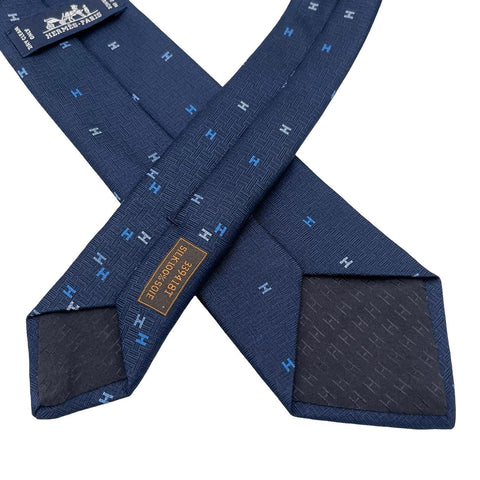 【新品未使用】 Hermes エルメス ネクタイ シルクタイ《スプレッドH》H339418T 02 ネクタイ マリン/ブルー・ロワ/シエル 絹100% 新品 8