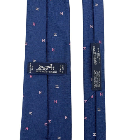 【新品未使用】 Hermes エルメス シルクタイ《スプレッドH》H339418T 04 ネクタイ マリン/ローズ・フォンセ/ローズ・クレール 絹100% 新品 7