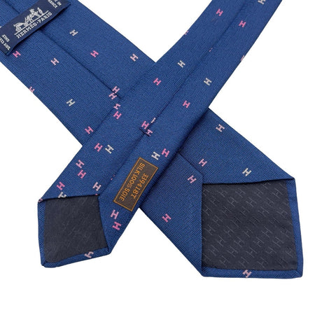 【新品未使用】 Hermes エルメス シルクタイ《スプレッドH》H339418T 04 ネクタイ マリン/ローズ・フォンセ/ローズ・クレール 絹100% 新品 7