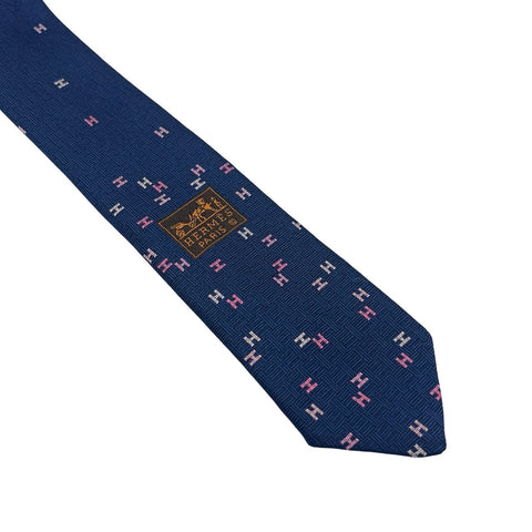 【新品未使用】 Hermes エルメス シルクタイ《スプレッドH》H339418T 04 ネクタイ マリン/ローズ・フォンセ/ローズ・クレール 絹100% 新品 7