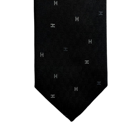 【新品未使用】 Hermes エルメス シルクタイ《スプレッドH》 H339418T 01 ネクタイ 黒/アントラシト/グリ・クレール シルク100% 新品 6