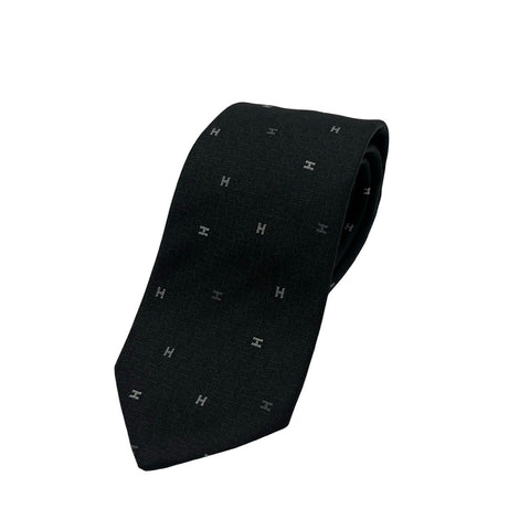【新品未使用】 Hermes エルメス シルクタイ《スプレッドH》 H339418T 01 ネクタイ 黒/アントラシト/グリ・クレール シルク100% 新品 6