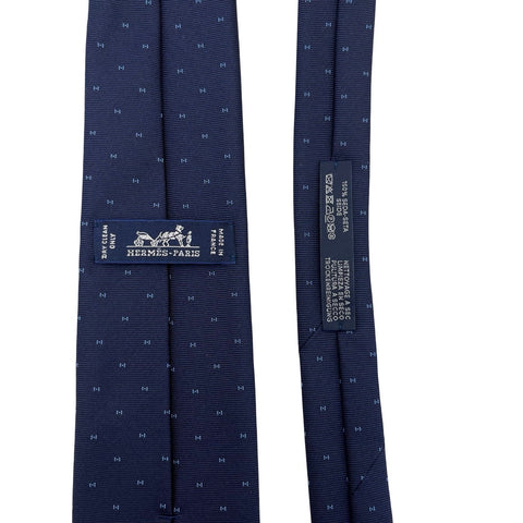 【新品未使用】Hermes  エルメス  シルクタイ《マグニファイングH》H334161T 01 ネクタイ マリン/ブルー・クレール シルク100% 新品 ⑤
