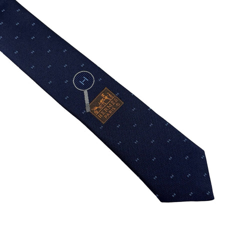 【新品未使用】Hermes  エルメス  シルクタイ《マグニファイングH》H334161T 01 ネクタイ マリン/ブルー・クレール シルク100% 新品 ⑤