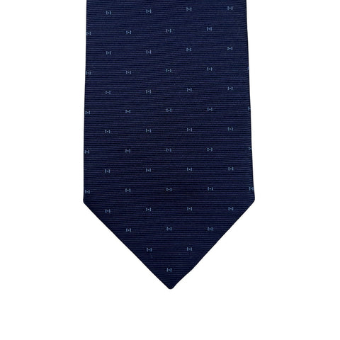 【新品未使用】Hermes  エルメス  シルクタイ《マグニファイングH》H334161T 01 ネクタイ マリン/ブルー・クレール シルク100% 新品 ⑤