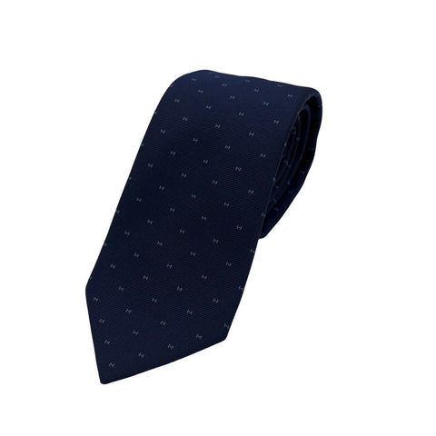 【新品未使用】Hermes  エルメス  シルクタイ《マグニファイングH》H334161T 01 ネクタイ マリン/ブルー・クレール シルク100% 新品 ⑤