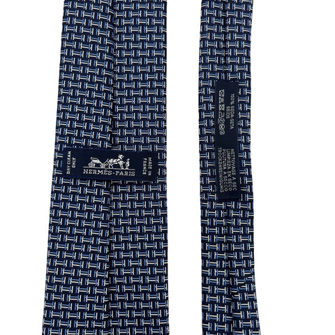【新品未使用】Hermes エルメス シルクタイ《カンテ》 H336290T 03 ネクタイ マリン/シエル/白 絹100% 新品 ②