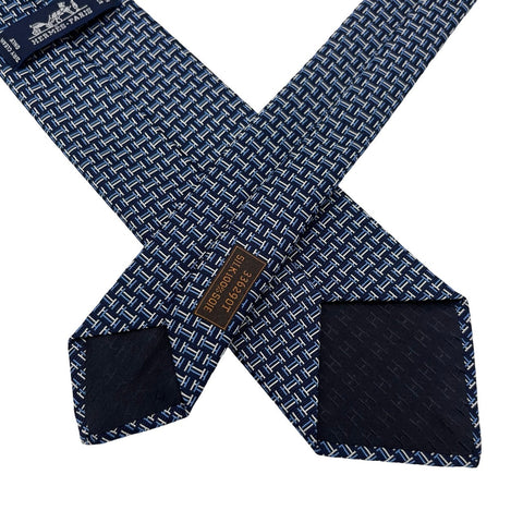 【新品未使用】Hermes エルメス シルクタイ《カンテ》 H336290T 03 ネクタイ マリン/シエル/白 絹100% 新品 ②