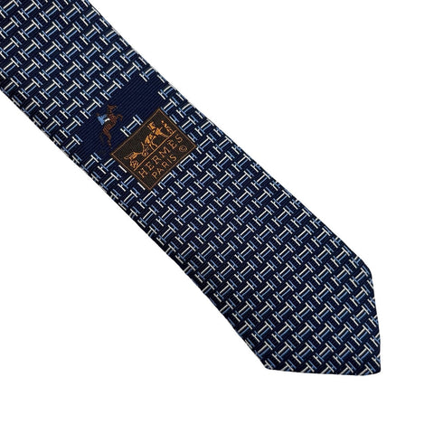 【新品未使用】Hermes エルメス シルクタイ《カンテ》 H336290T 03 ネクタイ マリン/シエル/白 絹100% 新品 ②