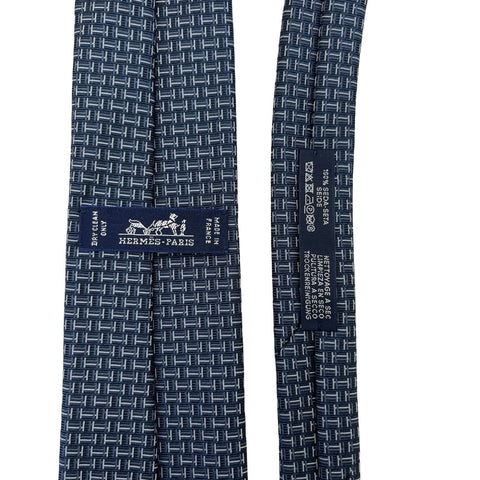 【新品未使用】 Hermes エルメス シルクタイ《カンテ》H336290T ネクタイ マリン、グレー系 絹100% 新品①