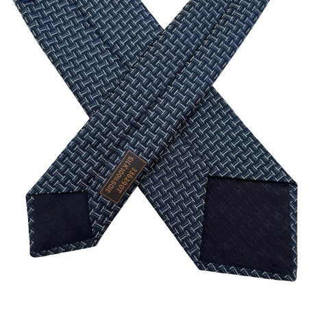 【新品未使用】 Hermes エルメス シルクタイ《カンテ》H336290T ネクタイ マリン、グレー系 絹100% 新品①