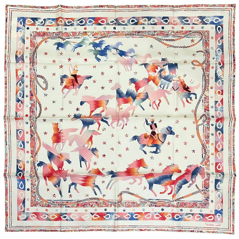 【新品未使用】 Hermes エルメス カレ90 野生馬 小物 シルク100% 新品 100%SILK スカーフ プレゼント ギフト レディース