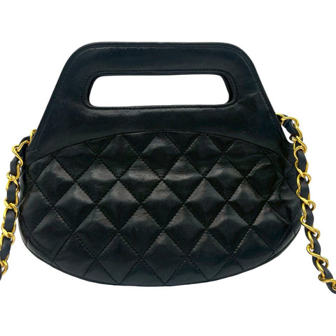 【中古】 CHANEL シャネル VINTAGE CHAINSHOULDERBAG ヴィンテージショルダーバッグ マトラッセ 2WAY 1番台(1990年) ブラック ラムスキン 中古 USED