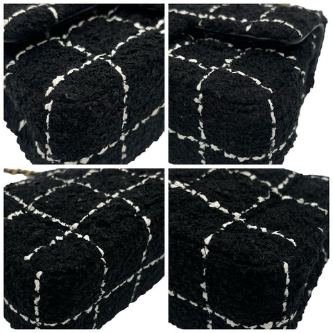 【中古】 CHANEL シャネル TWEED MINI MATELASSE ツイードミニマトラッセ ショルダーバッグ ランダム番(2023年~) ブラック/ホワイト ツイード 中古 USED バッグ