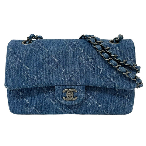 【中古】 CHANEL シャネル WFLAP SHOULDERBAG Wフラップ ショルダーバッグ 28番台(2019年) ブルー DENIM 中古 ダブルフラップ バッグ