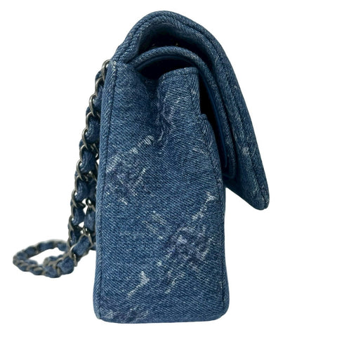 【中古】 CHANEL シャネル WFLAP SHOULDERBAG Wフラップ ショルダーバッグ 28番台(2019年) ブルー DENIM 中古 ダブルフラップ バッグ