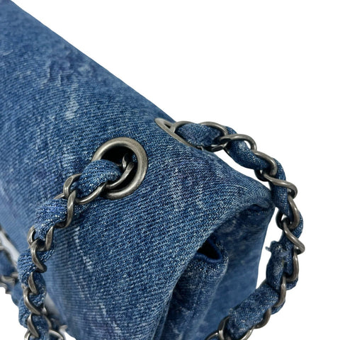 【中古】 CHANEL シャネル WFLAP SHOULDERBAG Wフラップ ショルダーバッグ 28番台(2019年) ブルー DENIM 中古 ダブルフラップ バッグ