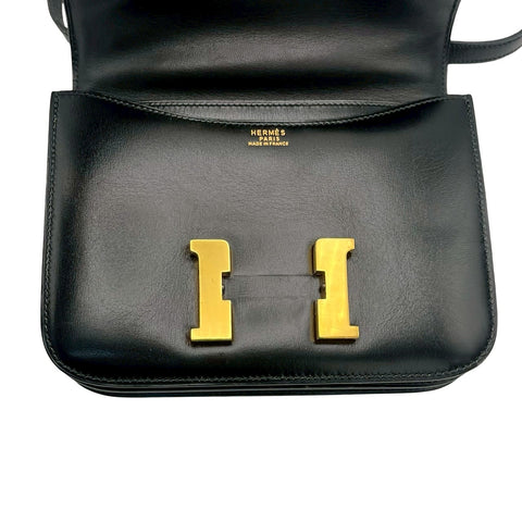【中古】 Hermes エルメス MINI CONSTANCE コンスタンスミニ ショルダーバッグ 〇S刻(1989年) ブラック BOXCALF 中古 USED バッグ