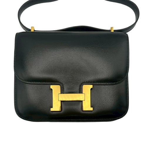 【中古】 Hermes エルメス MINI CONSTANCE コンスタンスミニ ショルダーバッグ 〇S刻(1989年) ブラック BOXCALF 中古 USED バッグ