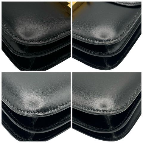 【中古】 Hermes エルメス MINI CONSTANCE コンスタンスミニ ショルダーバッグ 〇S刻(1989年) ブラック BOXCALF 中古 USED バッグ