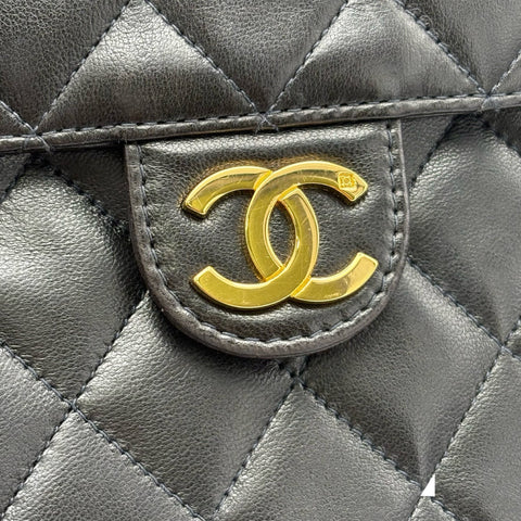 【中古】 CHANEL シャネル PUSHLOCKSHOULDERBAG プッシュロック ショルダーバッグ 5番台(1999‐2000年) ブラック ラムスキン 中古 USED バッグ