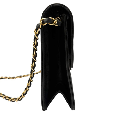 【中古】 CHANEL シャネル PUSHLOCKSHOULDERBAG プッシュロック ショルダーバッグ 5番台(1999‐2000年) ブラック ラムスキン 中古 USED バッグ