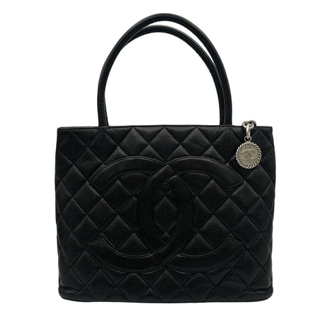 【中古】 CHANEL シャネル  復刻トート ハンドバッグ ヴィンテージ 5番台(1999-2000年) ブラック キャビアスキン 中古 USED バッグ
