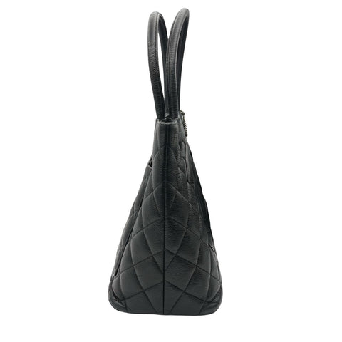 【中古】 CHANEL シャネル  復刻トート ハンドバッグ ヴィンテージ 5番台(1999-2000年) ブラック キャビアスキン 中古 USED バッグ