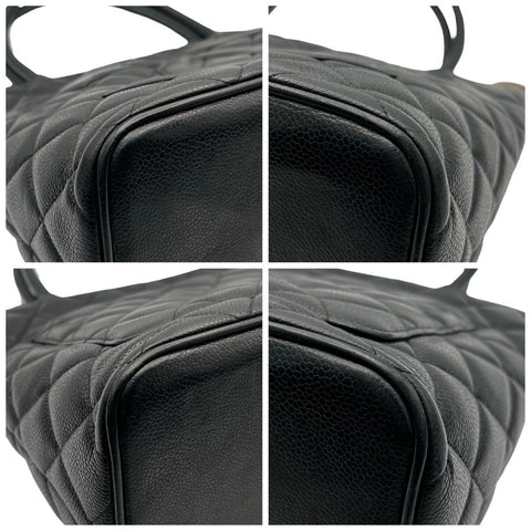 【中古】 CHANEL シャネル  復刻トート ハンドバッグ ヴィンテージ 5番台(1999-2000年) ブラック キャビアスキン 中古 USED バッグ