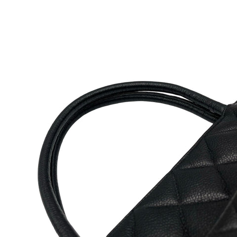 【中古】 CHANEL シャネル  復刻トート ハンドバッグ ヴィンテージ 5番台(1999-2000年) ブラック キャビアスキン 中古 USED バッグ