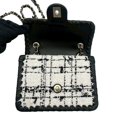 【美品】 CHANEL シャネル TWEED CHAINSHOULDERBAG ツイードチェーンショルダーバッグ ショルダーバッグ ランダム番(2021年~) ブラック/ホワイト ツイード 中古 USED バッグ