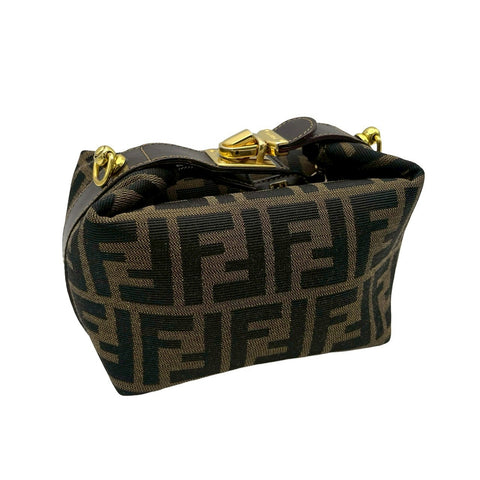 【中古】 FENDI フェンディ VANITY BAG バニティバッグ ズッカ柄 ポーチ ハンドバッグ ブラウン キャンバス 中古 USED バッグ