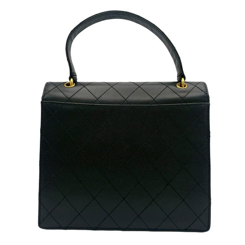 【中古】 CHANEL シャネル MATELASSE HANDBAG マトラッセハンドバッグ ハンドバッグ 5番台(1999-2000年) ブラック キャビアスキン ヴィンテージ 中古 USED バッグ