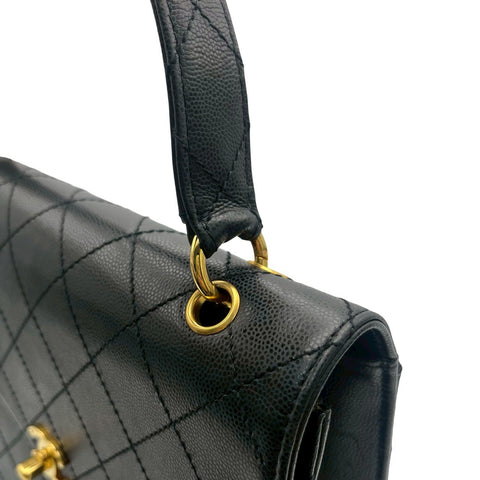 【中古】 CHANEL シャネル MATELASSE HANDBAG マトラッセハンドバッグ ハンドバッグ 5番台(1999-2000年) ブラック キャビアスキン ヴィンテージ 中古 USED バッグ