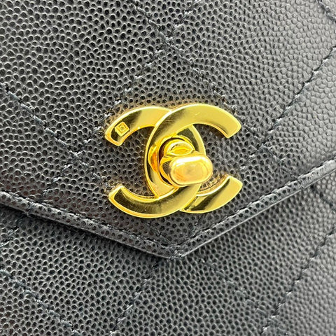 【中古】 CHANEL シャネル MATELASSE HANDBAG マトラッセハンドバッグ ハンドバッグ 5番台(1999-2000年) ブラック キャビアスキン ヴィンテージ 中古 USED バッグ