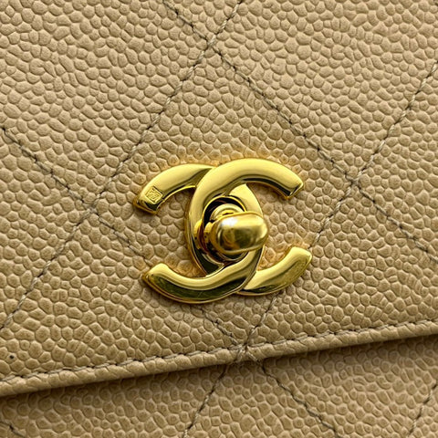 【中古】 CHANEL シャネル MATELASSE HANDBAG マトラッセハンドバッグ ショルダーバッグ 5番台(1999-2000年) ベージュ系 キャビアスキン ヴィンテージ 中古 USED バッグ