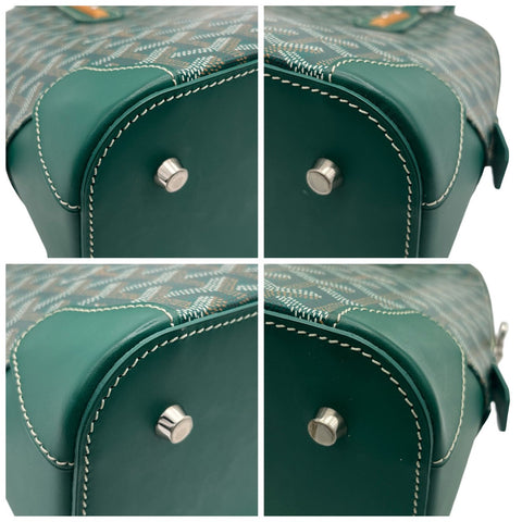 【美品】 GOYARD ゴヤール VENDOMEMINI ヴァンドームミニ ハンドバッグ グリーン キャンバス /カーフスキン 中古 NEW バッグ