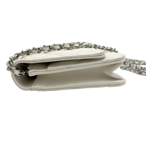 【中古】 CHANEL シャネル CHAINWALLET チェーンウォレット チェーンウォレット ランダム番(2021年~) ホワイト キャビアスキン 中古 USED バッグ