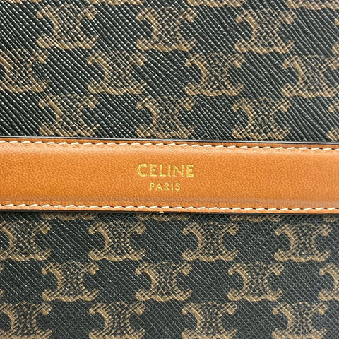 【美品】 CELINE セリーヌ TRIOMPHE ROUND PURSE ラウンドパース トリオンフ ショルダーバッグ ブラウン PVC×レザー 中古 USED バッグ