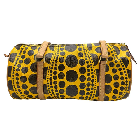 【美品】 LOUIS VUITTON ルイ・ヴィトン PAPILLON×草間 弥生 パピヨン30 パンプキンドット ハンドバッグ MB3152(2012年) イエロー PVC×レザー 中古 USED バッグ