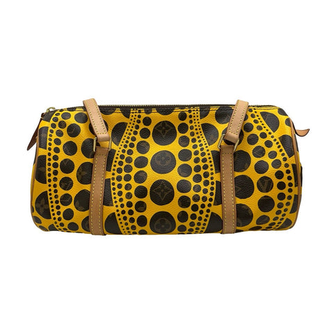 【美品】 LOUIS VUITTON ルイ・ヴィトン PAPILLON×草間 弥生 パピヨン30 パンプキンドット ハンドバッグ MB3152(2012年) イエロー PVC×レザー 中古 USED バッグ