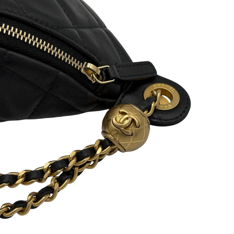 【中古】CHANEL シャネル Belt 2way Bag ウエストバッグ ボディバッグ ランダム番(2021年~) ブラック ラムスキン 中古 USED バッグ