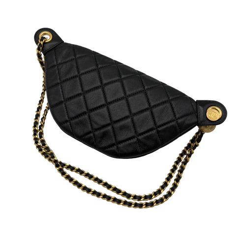 【中古】CHANEL シャネル Belt 2way Bag ウエストバッグ ボディバッグ ランダム番(2021年~) ブラック ラムスキン 中古 USED バッグ