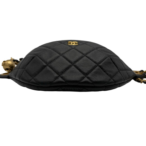 【中古】CHANEL シャネル Belt 2way Bag ウエストバッグ ボディバッグ ランダム番(2021年~) ブラック ラムスキン 中古 USED バッグ